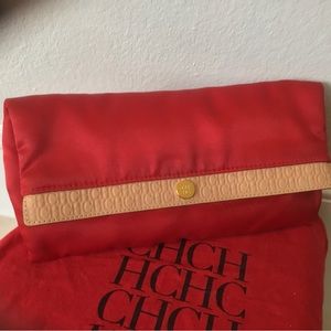 Carolina Herrera red satin clutch bag in great condition.